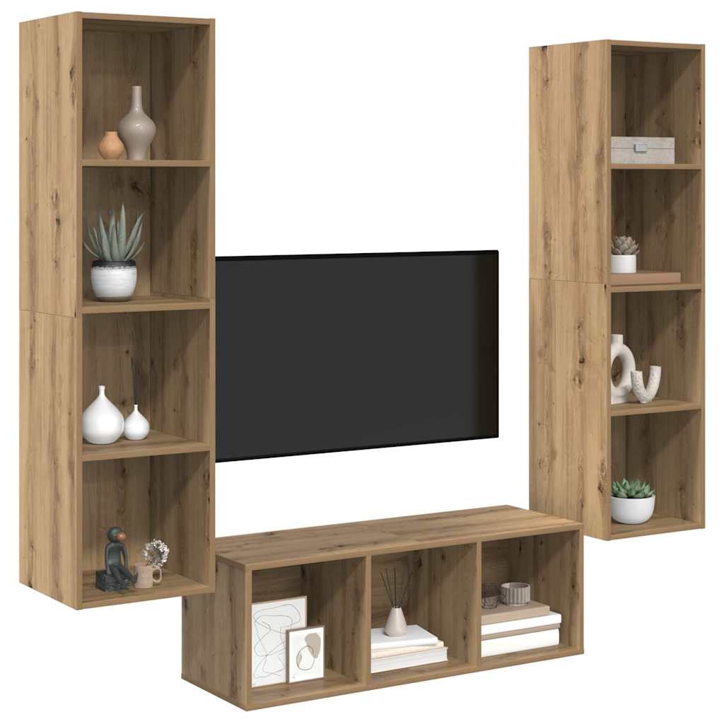 Sestava Tv Skříněk 3 Ks Artisanový Dub Kompozitní Dřevo