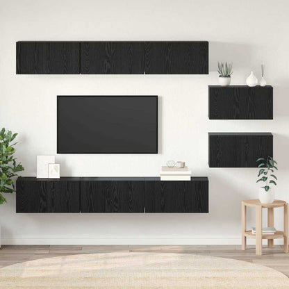 Sestava Tv Skříněk 8 Ks Černý Dub Kompozitní Dřevo