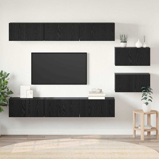 Sestava Tv Skříněk 8 Ks Černý Dub Kompozitní Dřevo
