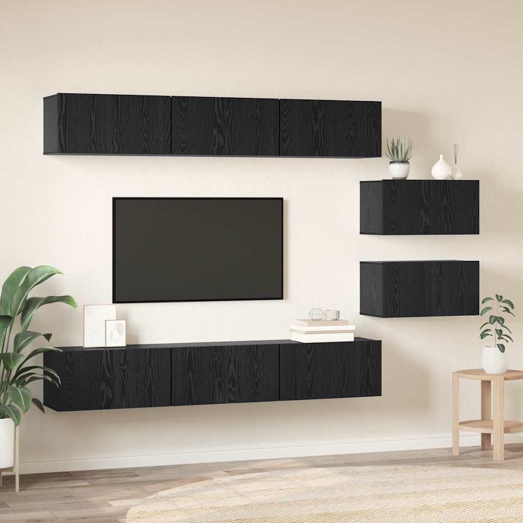 Sestava Tv Skříněk 8 Ks Černý Dub Kompozitní Dřevo