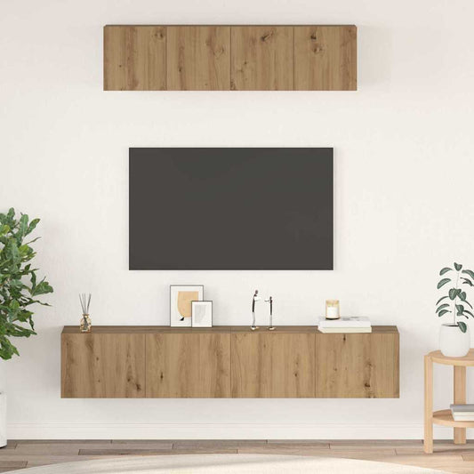 Sestava Tv Skříněk 4 Ks Artisanový Dub Kompozitní Dřevo