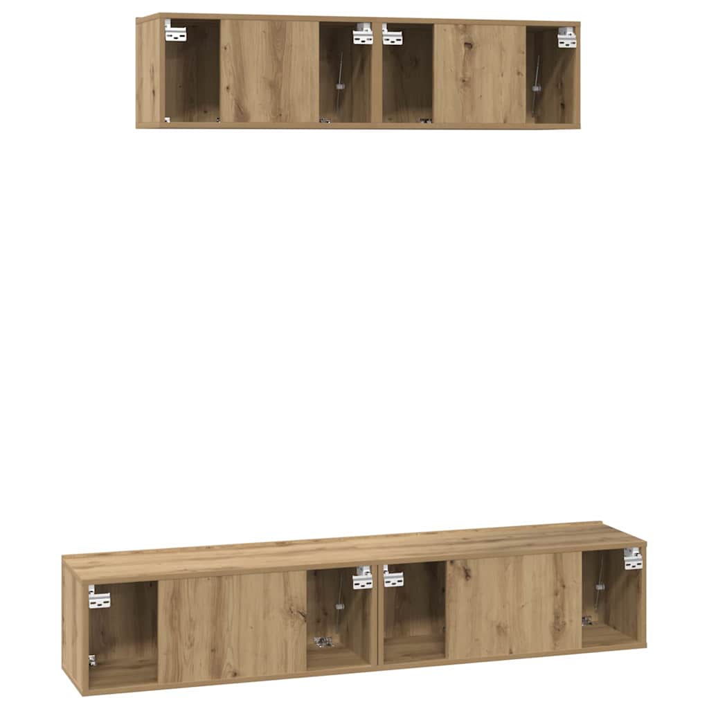 Sestava Tv Skříněk 4 Ks Artisanový Dub Kompozitní Dřevo