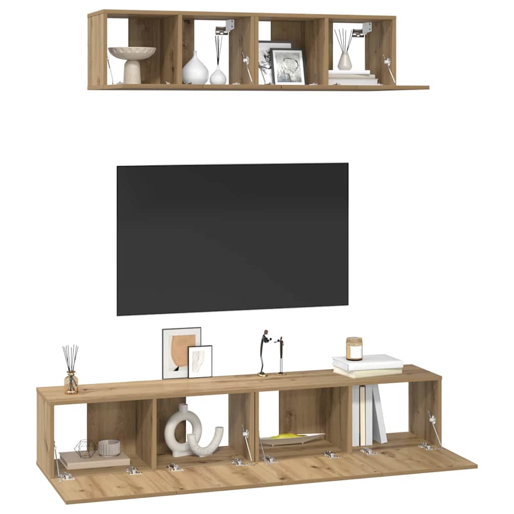 Sestava Tv Skříněk 4 Ks Artisanový Dub Kompozitní Dřevo