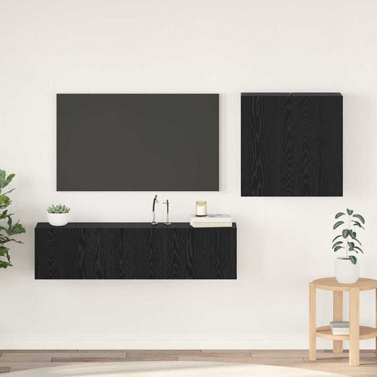 Sestava Tv Skříněk 4 Ks Černý Dub Kompozitní Dřevo