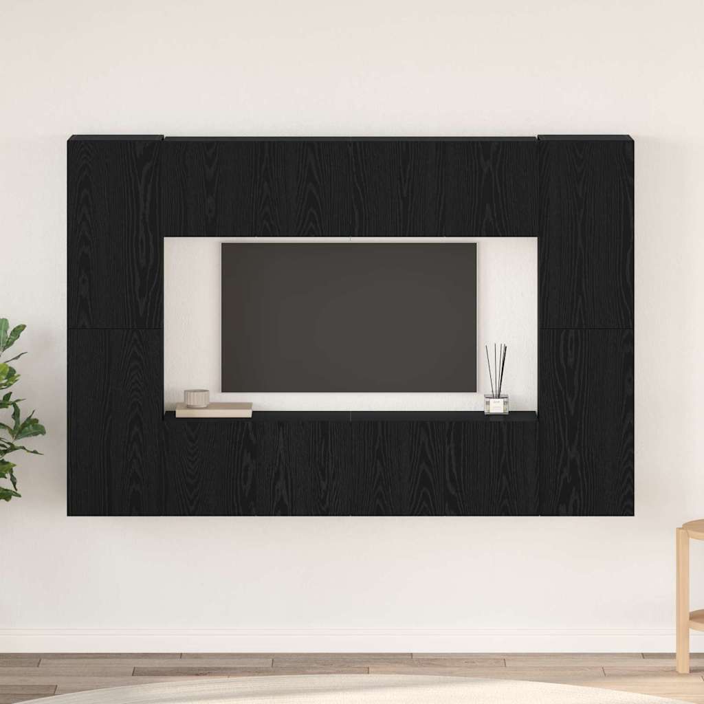 Sestava Tv Skříněk 8 Ks Černý Dub Kompozitní Dřevo