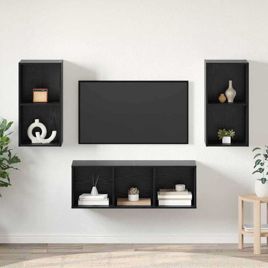 Sestava Tv Skříněk 3 Ks Černý Dub Kompozitní Dřevo