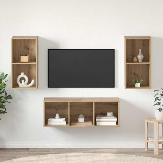 Sestava Tv Skříněk 3 Ks Artisanový Dub Kompozitní Dřevo