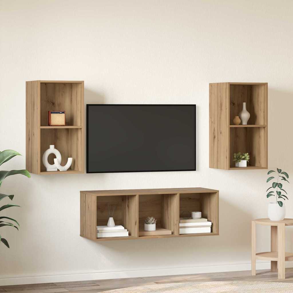 Sestava Tv Skříněk 3 Ks Artisanový Dub Kompozitní Dřevo