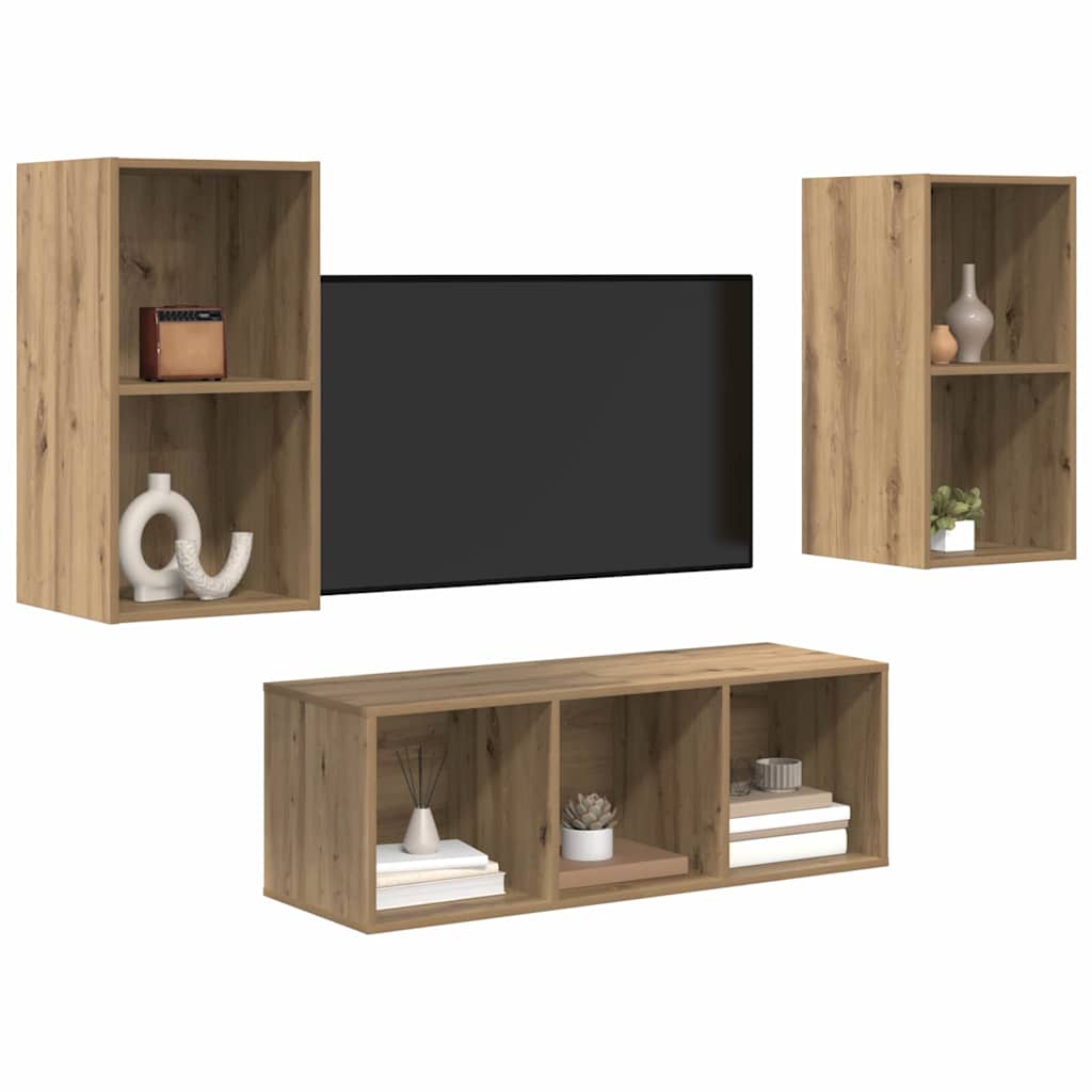 Sestava Tv Skříněk 3 Ks Artisanový Dub Kompozitní Dřevo
