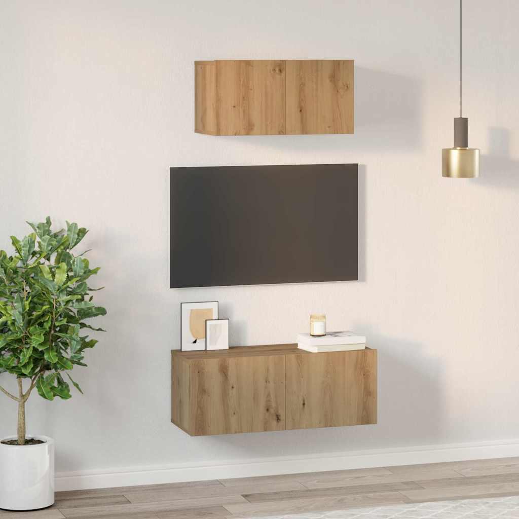 Sestava Tv Skříněk 2 Ks Artisanový Dub Kompozitní Dřevo