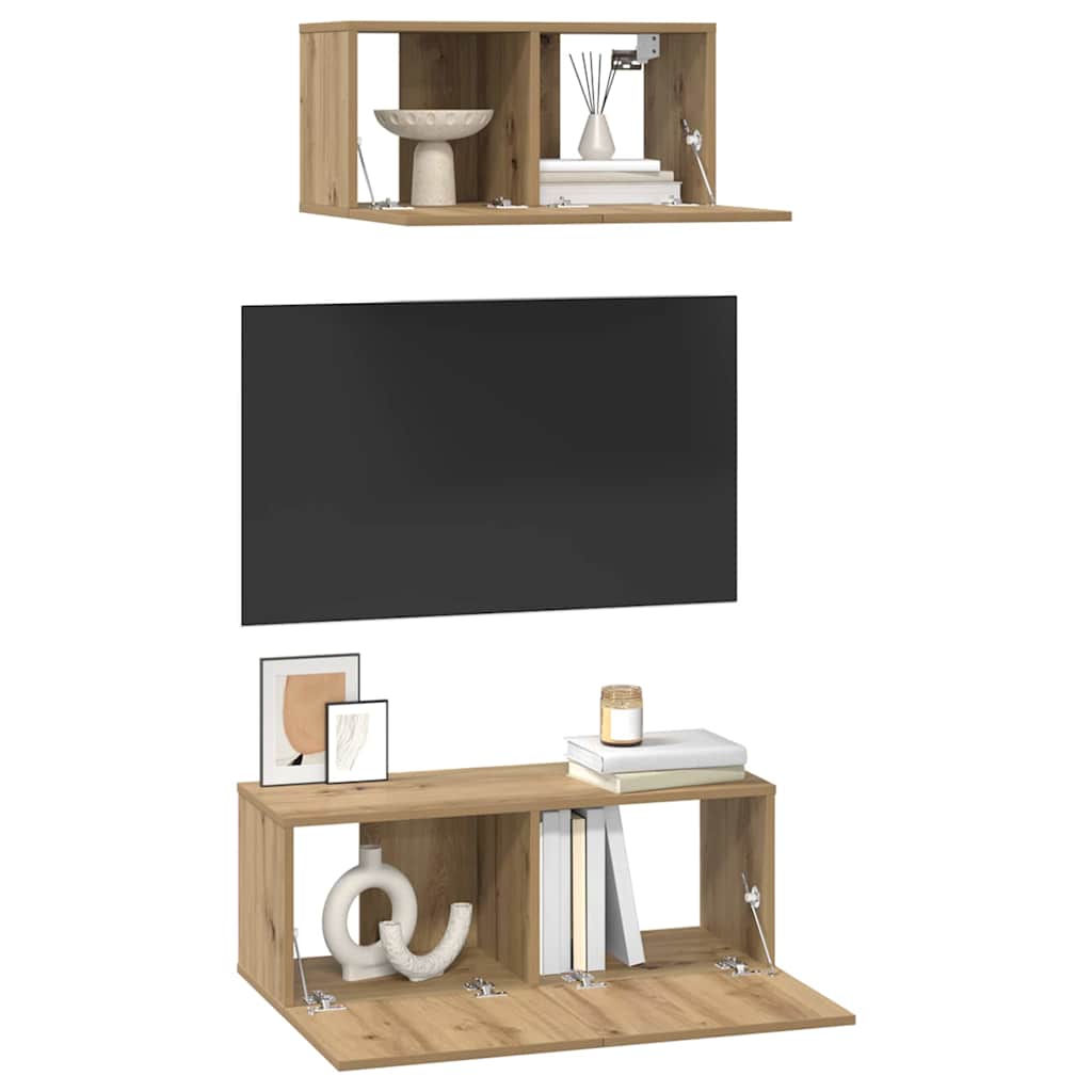 Sestava Tv Skříněk 2 Ks Artisanový Dub Kompozitní Dřevo