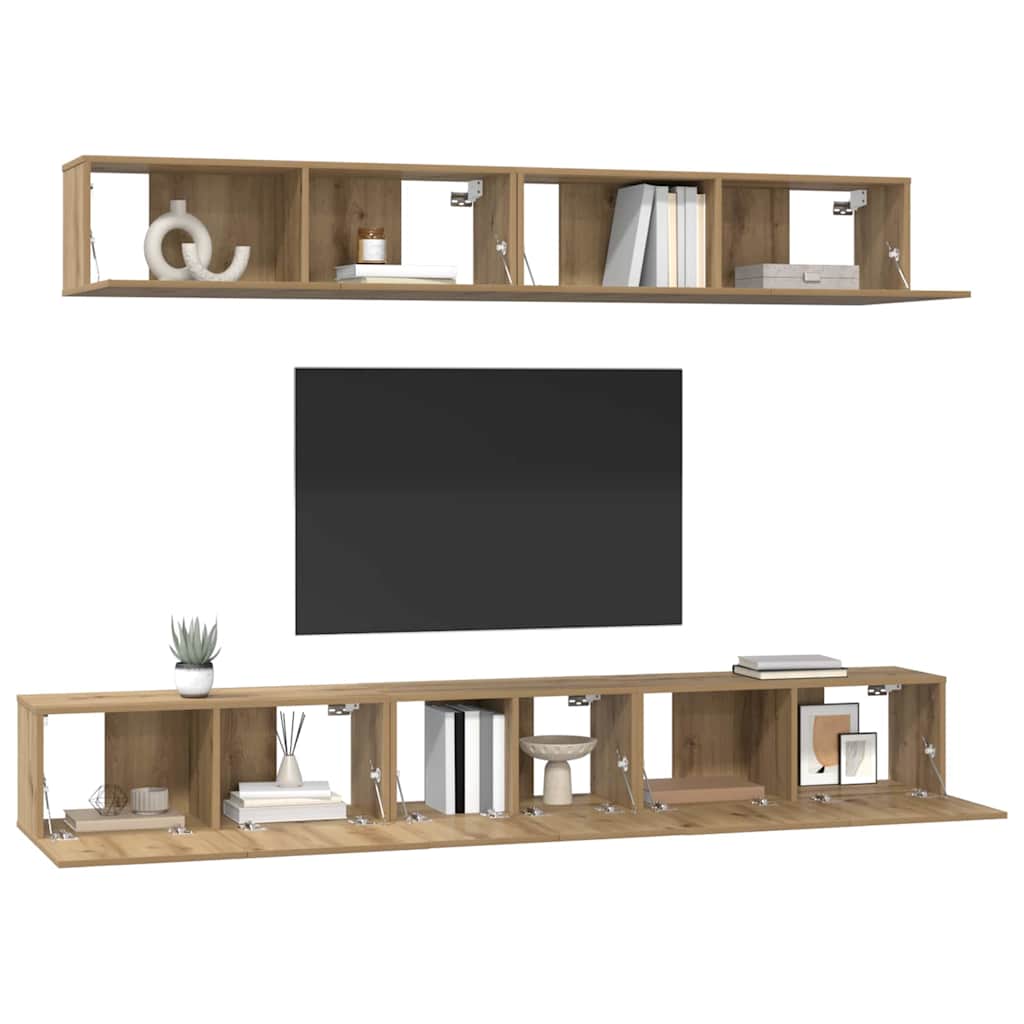 Sestava Tv Skříněk 5 Ks Artisanový Dub Kompozitní Dřevo