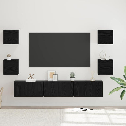Sestava Tv Skříněk 7 Ks Černý Dub Kompozitní Dřevo