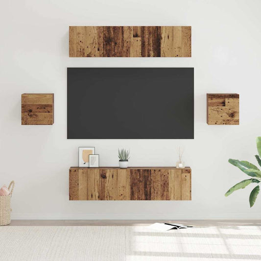 Sestava Tv Skříněk 6 Ks Staré Dřevo Kompozitní Dřevo
