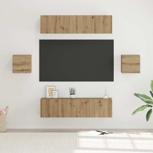 Sestava Tv Skříněk 6 Ks Artisanový Dub Kompozitní Dřevo