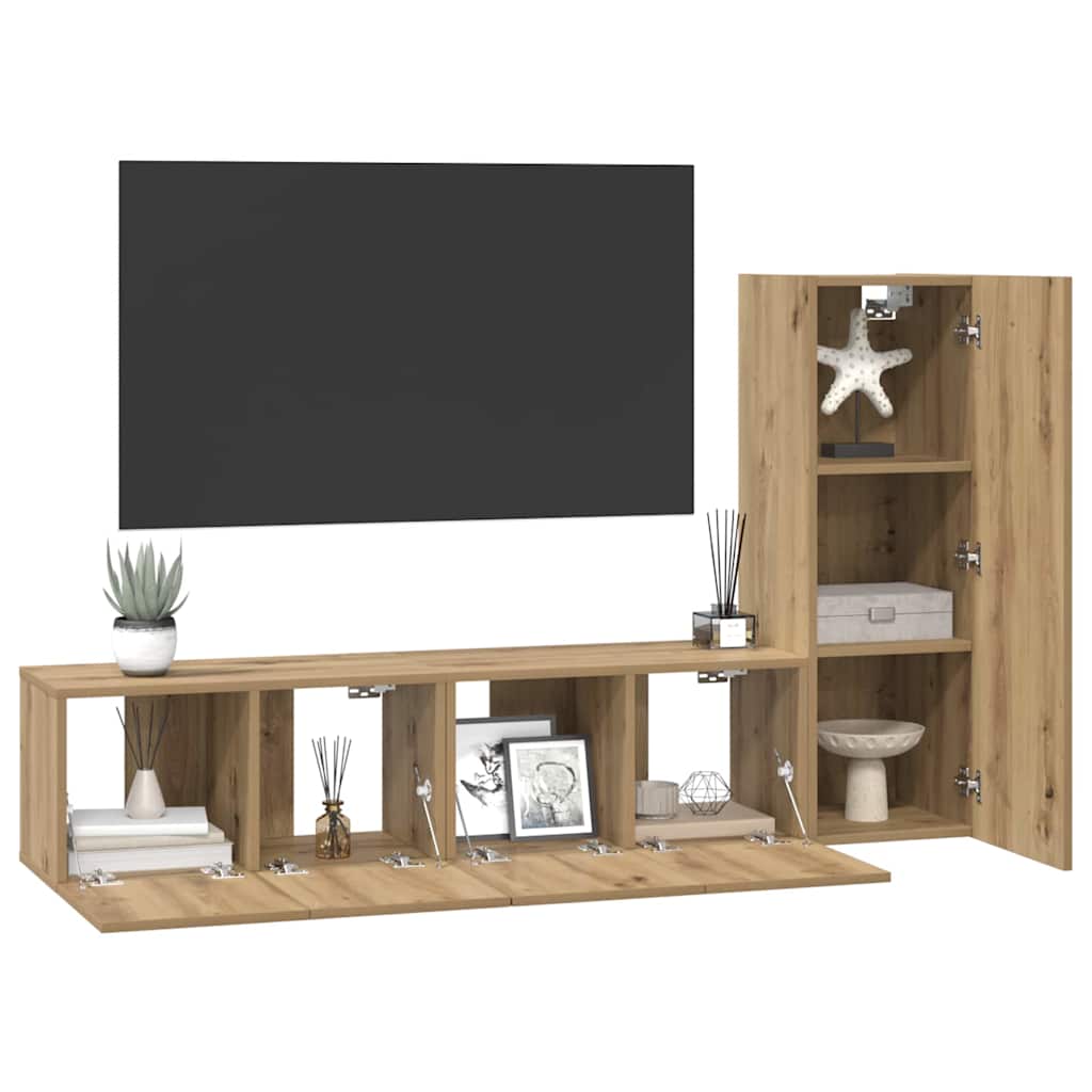 Sestava Tv Skříněk 3 Ks Artisanový Dub Kompozitní Dřevo