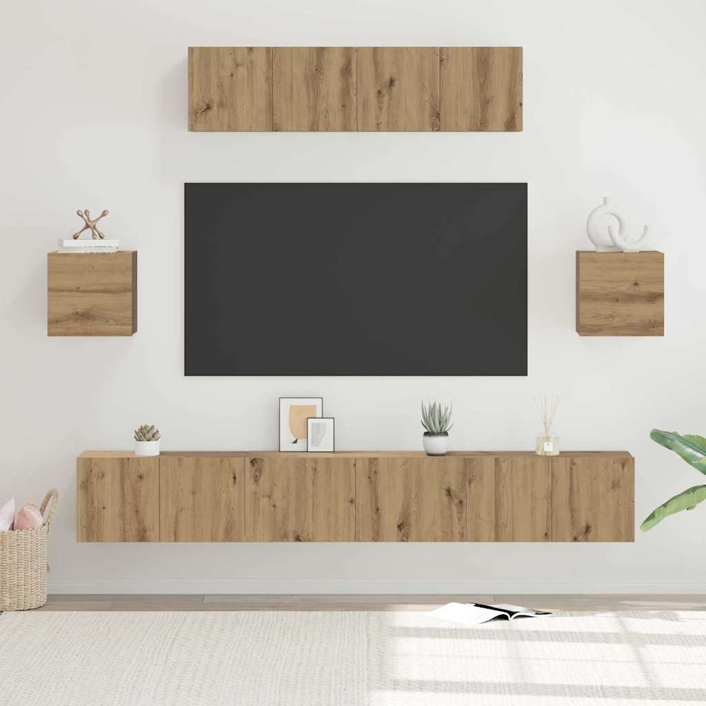 Sestava Tv Skříněk 7 Ks Artisanový Dub Kompozitní Dřevo