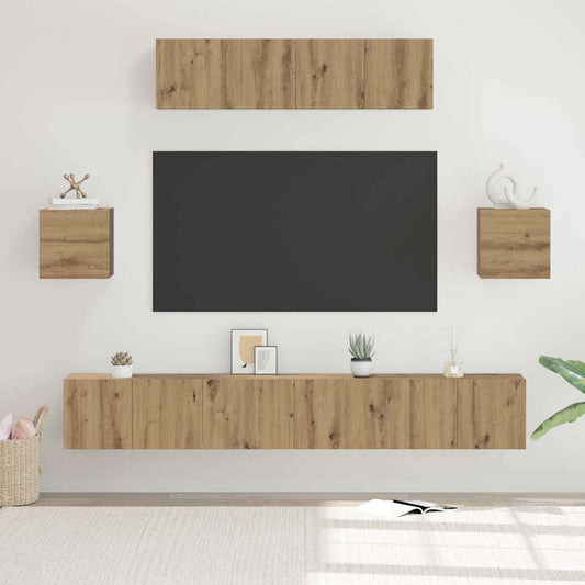 Sestava Tv Skříněk 7 Ks Artisanový Dub Kompozitní Dřevo