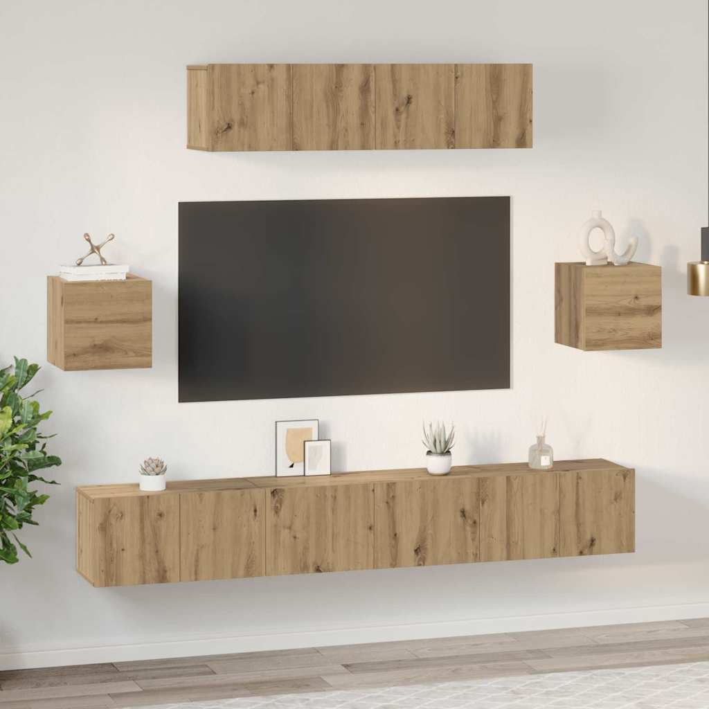 Sestava Tv Skříněk 7 Ks Artisanový Dub Kompozitní Dřevo