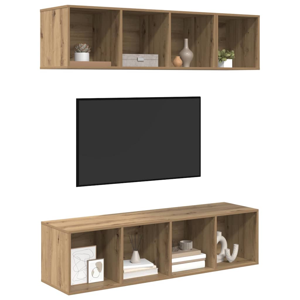 Sestava Tv Skříněk 3 Ks Artisanový Dub Kompozitní Dřevo