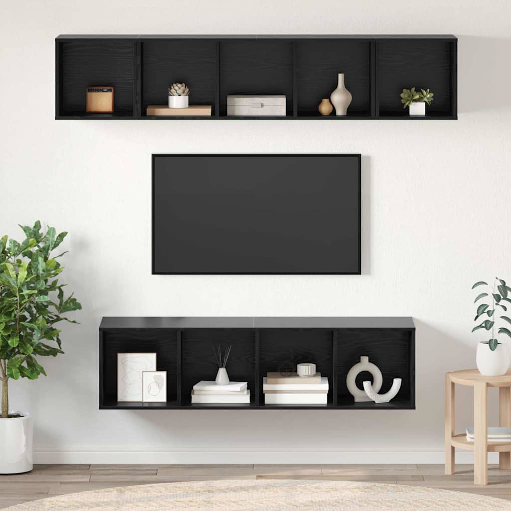 Sestava Tv Skříněk 4 Ks Černý Dub Kompozitní Dřevo