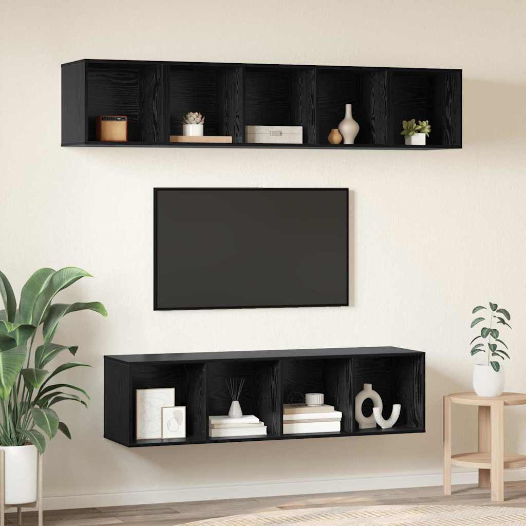 Sestava Tv Skříněk 4 Ks Černý Dub Kompozitní Dřevo