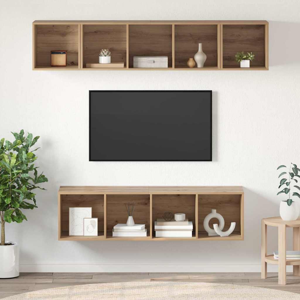 Sestava Tv Skříněk 4 Ks Artisanový Dub Kompozitní Dřevo