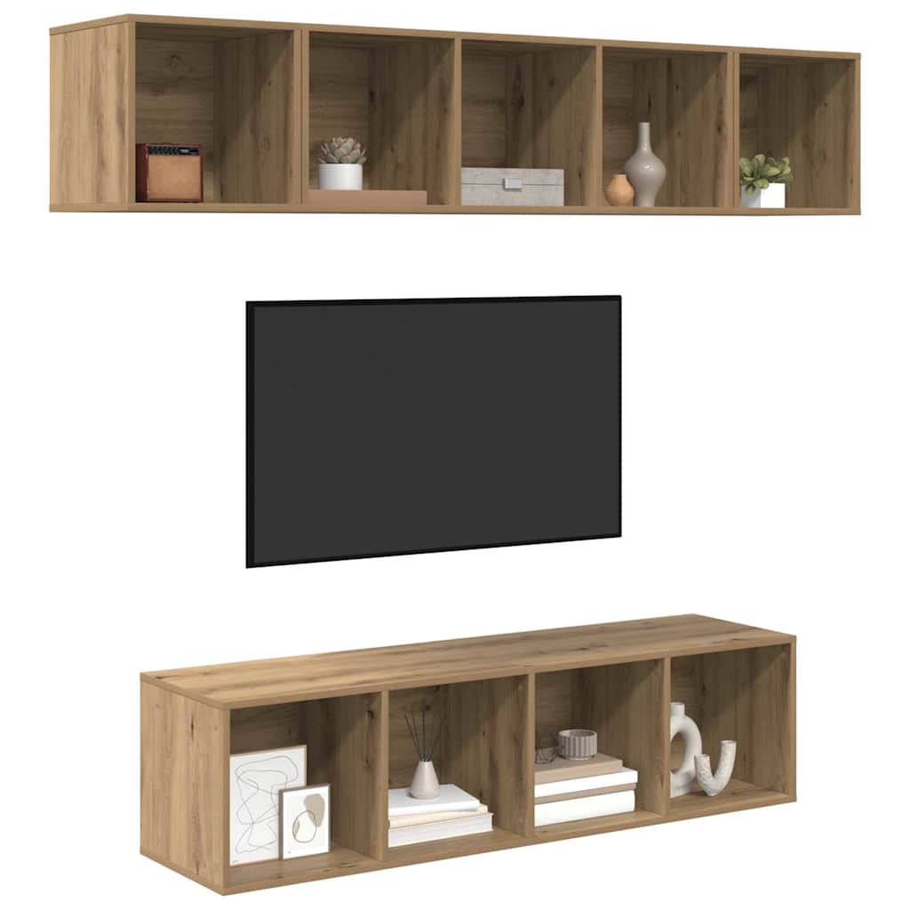 Sestava Tv Skříněk 4 Ks Artisanový Dub Kompozitní Dřevo