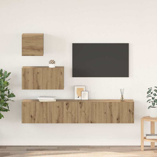 Sestava Tv Skříněk 4 Ks Artisanový Dub Kompozitní Dřevo