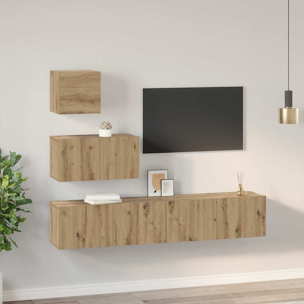 Sestava Tv Skříněk 4 Ks Artisanový Dub Kompozitní Dřevo