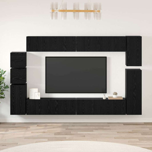 Sestava Tv Skříněk 9 Ks Černý Dub Kompozitní Dřevo