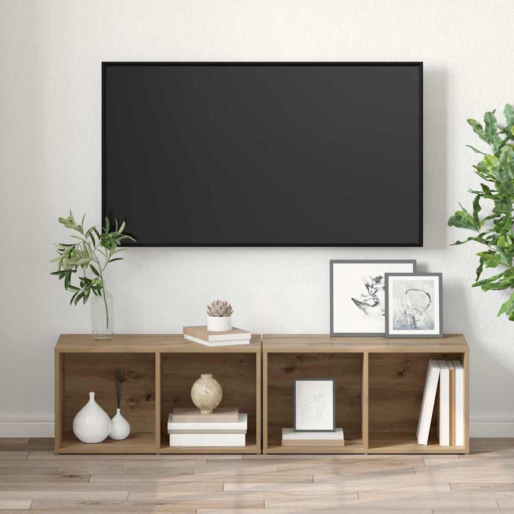 Sestava Tv Skříněk 2 Ks Artisanový Dub Kompozitní Dřevo