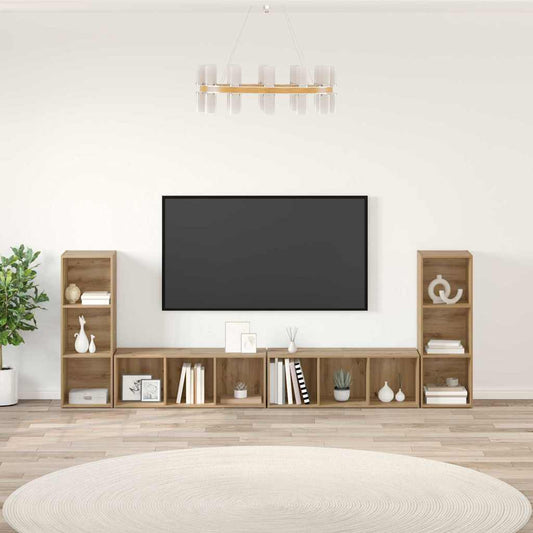 Sestava Tv Skříněk 4 Ks Artisanový Dub Kompozitní Dřevo