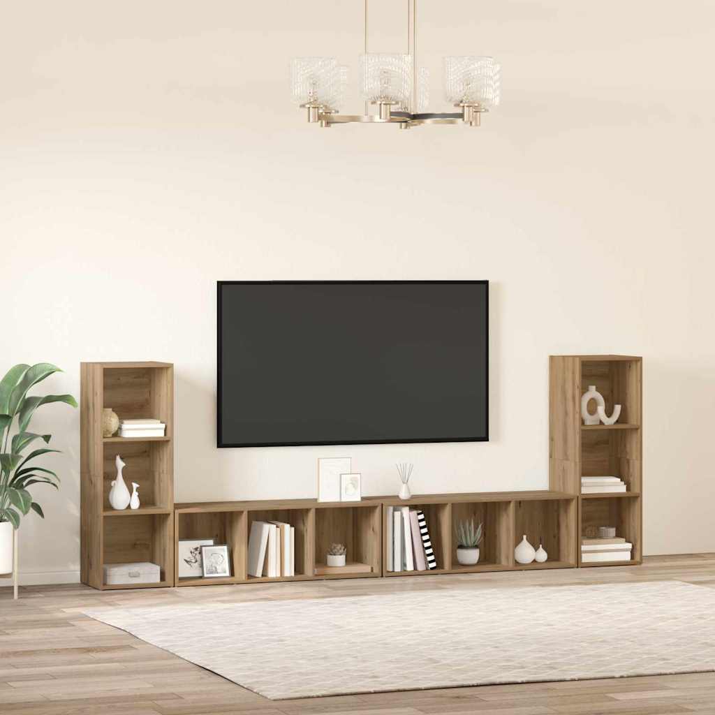 Sestava Tv Skříněk 4 Ks Artisanový Dub Kompozitní Dřevo