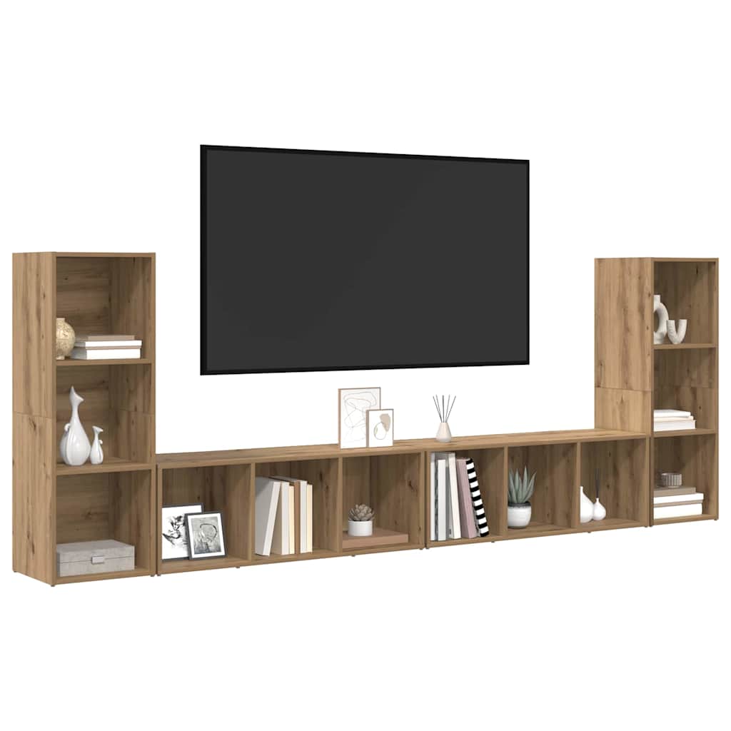 Sestava Tv Skříněk 4 Ks Artisanový Dub Kompozitní Dřevo