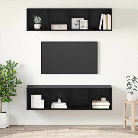 Sestava Tv Skříněk 2 Ks Černý Dub Kompozitní Dřevo