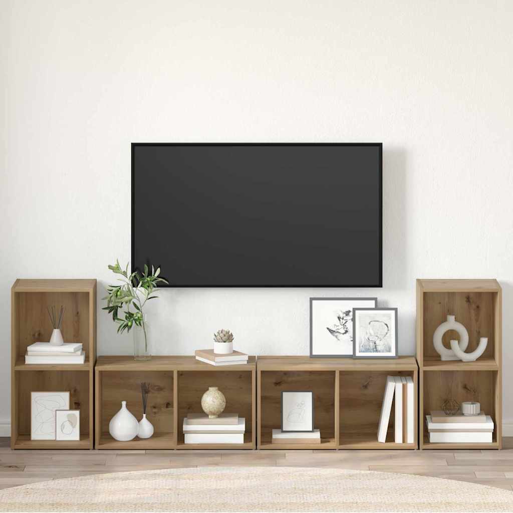 Sestava Tv Skříněk 4 Ks Artisanový Dub Kompozitní Dřevo
