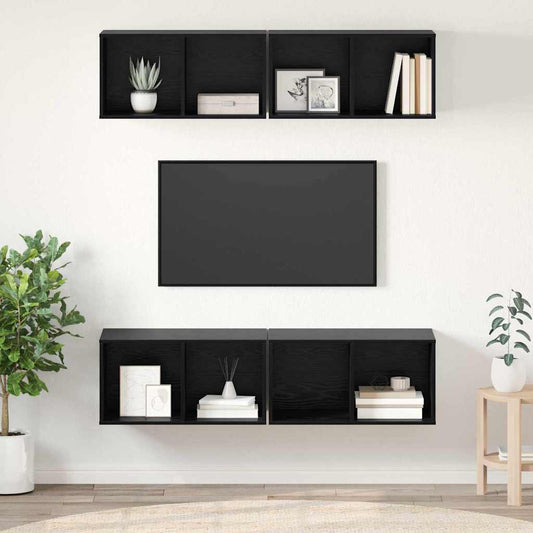 Sestava Tv Skříněk 4 Ks Černý Dub Kompozitní Dřevo