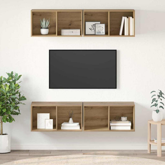 Sestava Tv Skříněk 4 Ks Artisanový Dub Kompozitní Dřevo