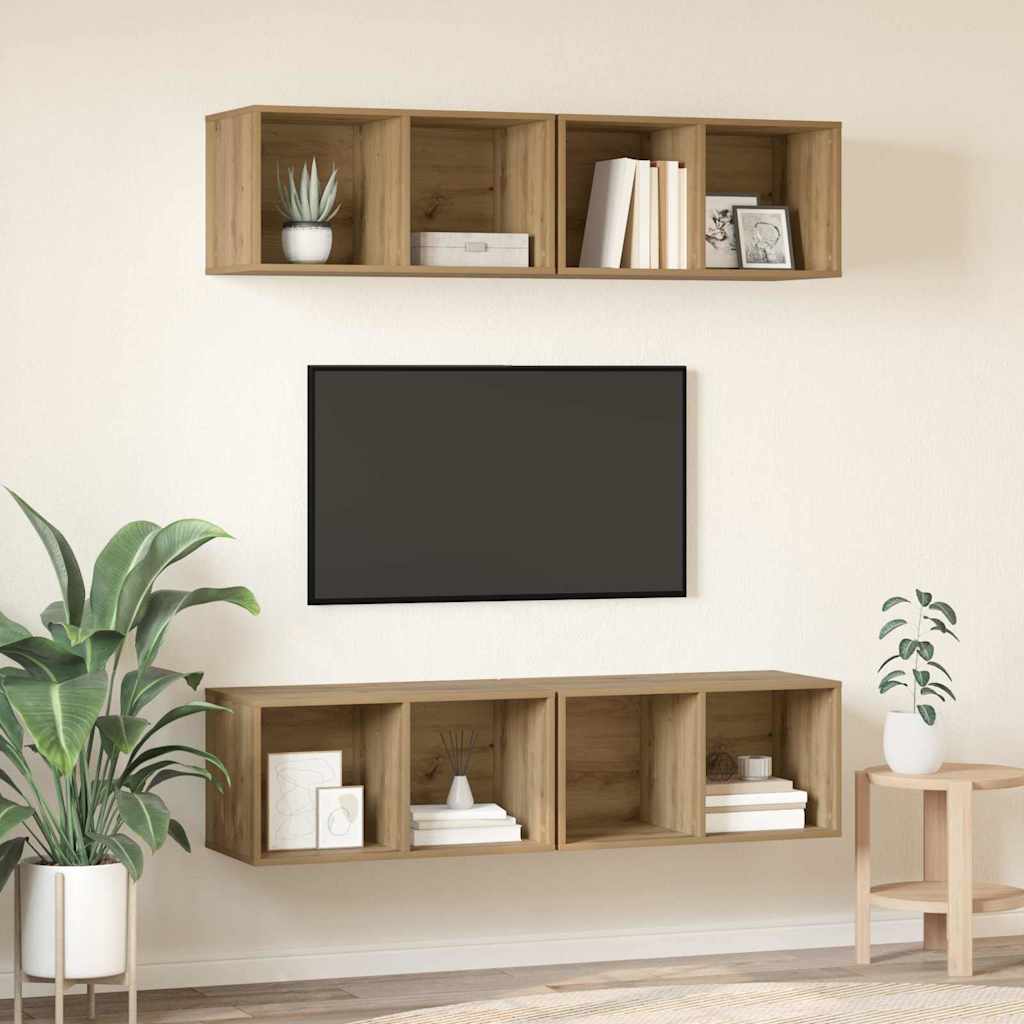 Sestava Tv Skříněk 4 Ks Artisanový Dub Kompozitní Dřevo