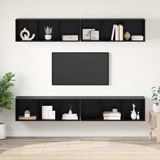 Sestava Tv Skříněk 4 Ks Černý Dub Kompozitní Dřevo