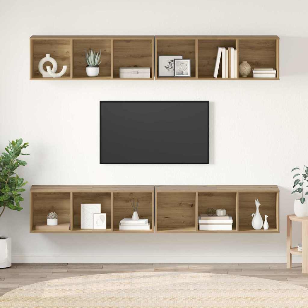 Sestava Tv Skříněk 4 Ks Artisanový Dub Kompozitní Dřevo
