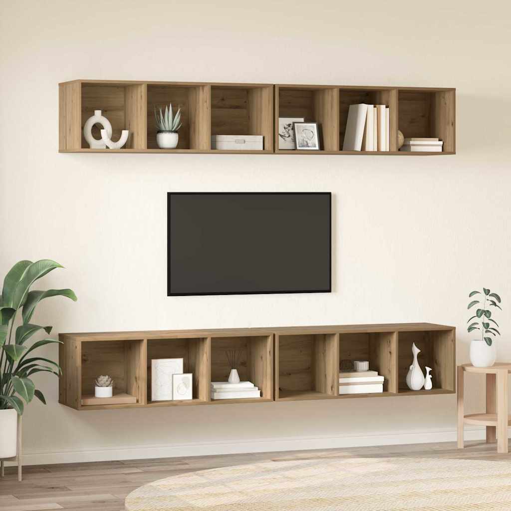 Sestava Tv Skříněk 4 Ks Artisanový Dub Kompozitní Dřevo