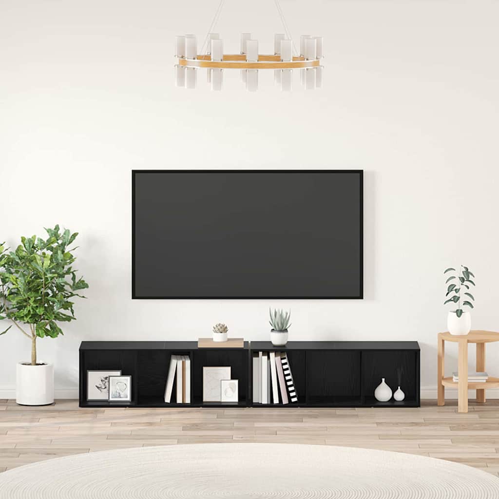 Sestava Tv Skříněk 2 Ks Černý Dub Kompozitní Dřevo