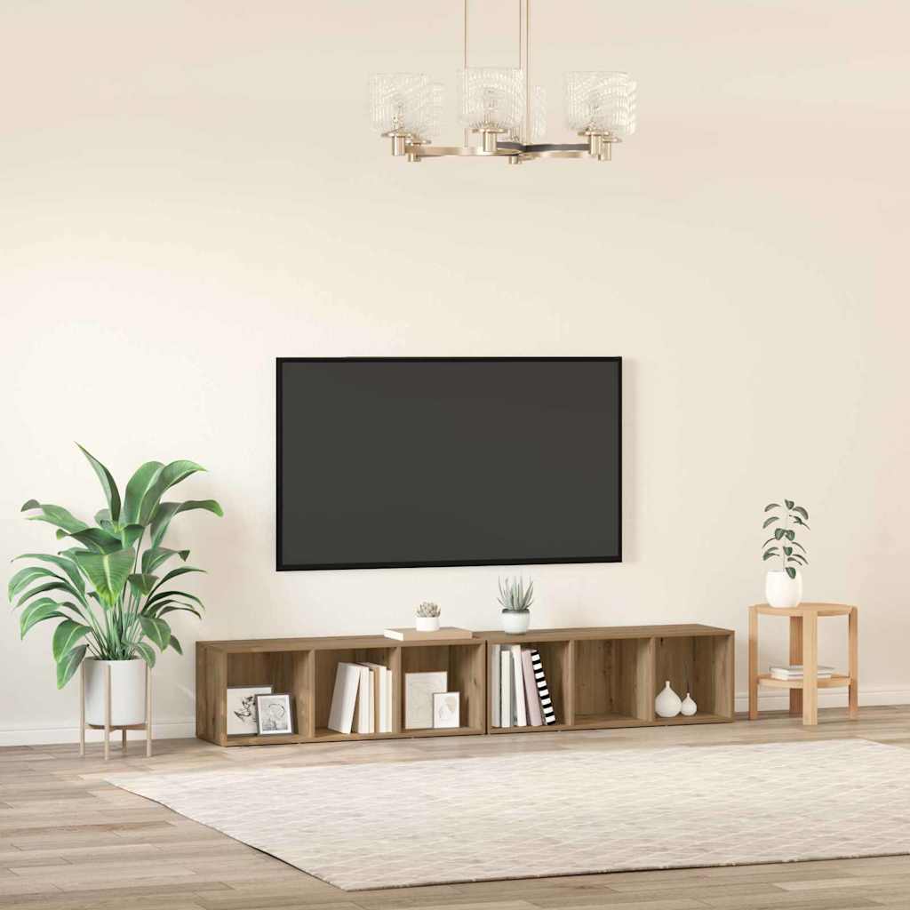 Sestava Tv Skříněk 2 Ks Artisanový Dub Kompozitní Dřevo