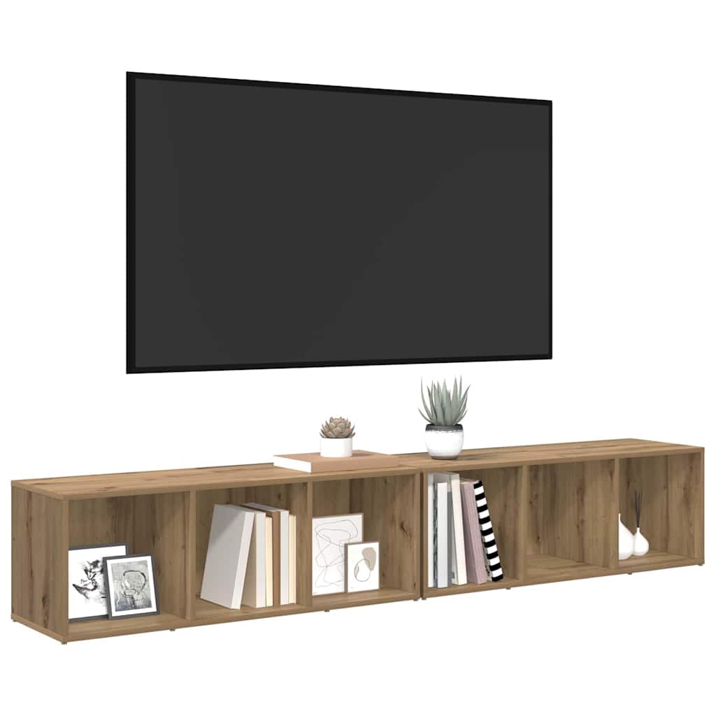 Sestava Tv Skříněk 2 Ks Artisanový Dub Kompozitní Dřevo