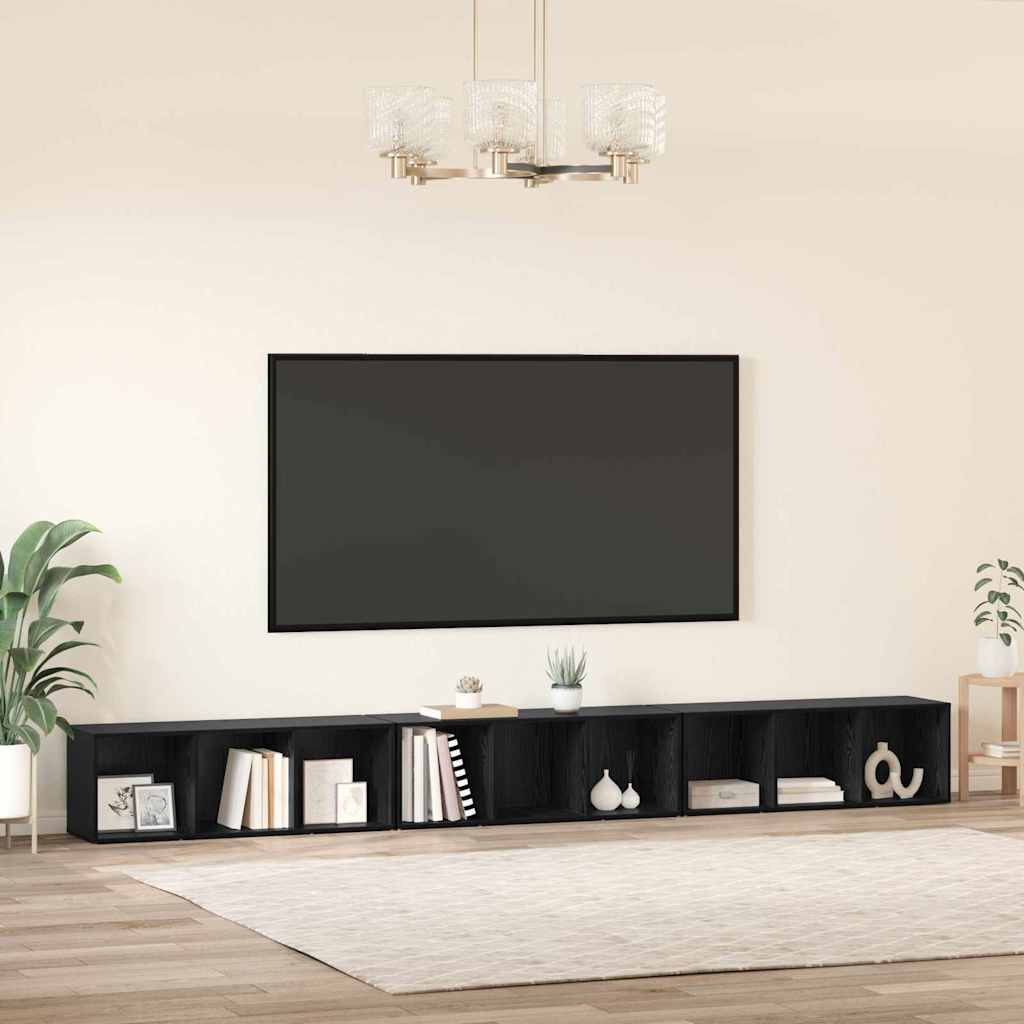 Sestava Tv Skříněk 3 Ks Černý Dub Kompozitní Dřevo