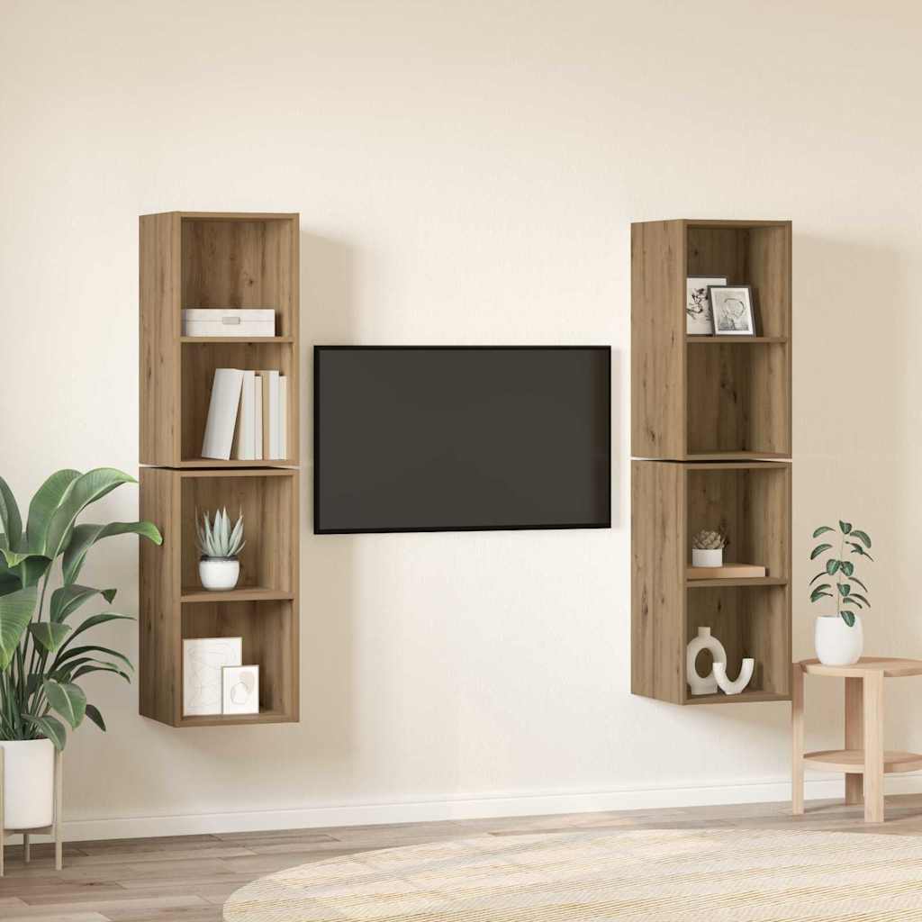 Sestava Tv Skříněk 4 Ks Artisanový Dub Kompozitní Dřevo