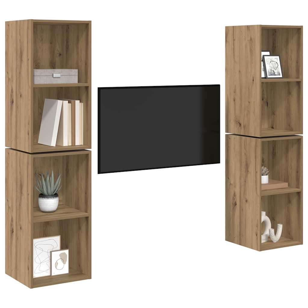 Sestava Tv Skříněk 4 Ks Artisanový Dub Kompozitní Dřevo