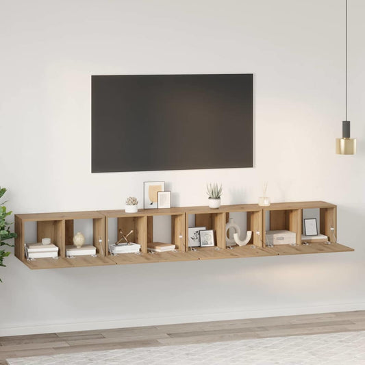 Sestava Tv Skříněk 4 Ks Artisanový Dub Kompozitní Dřevo